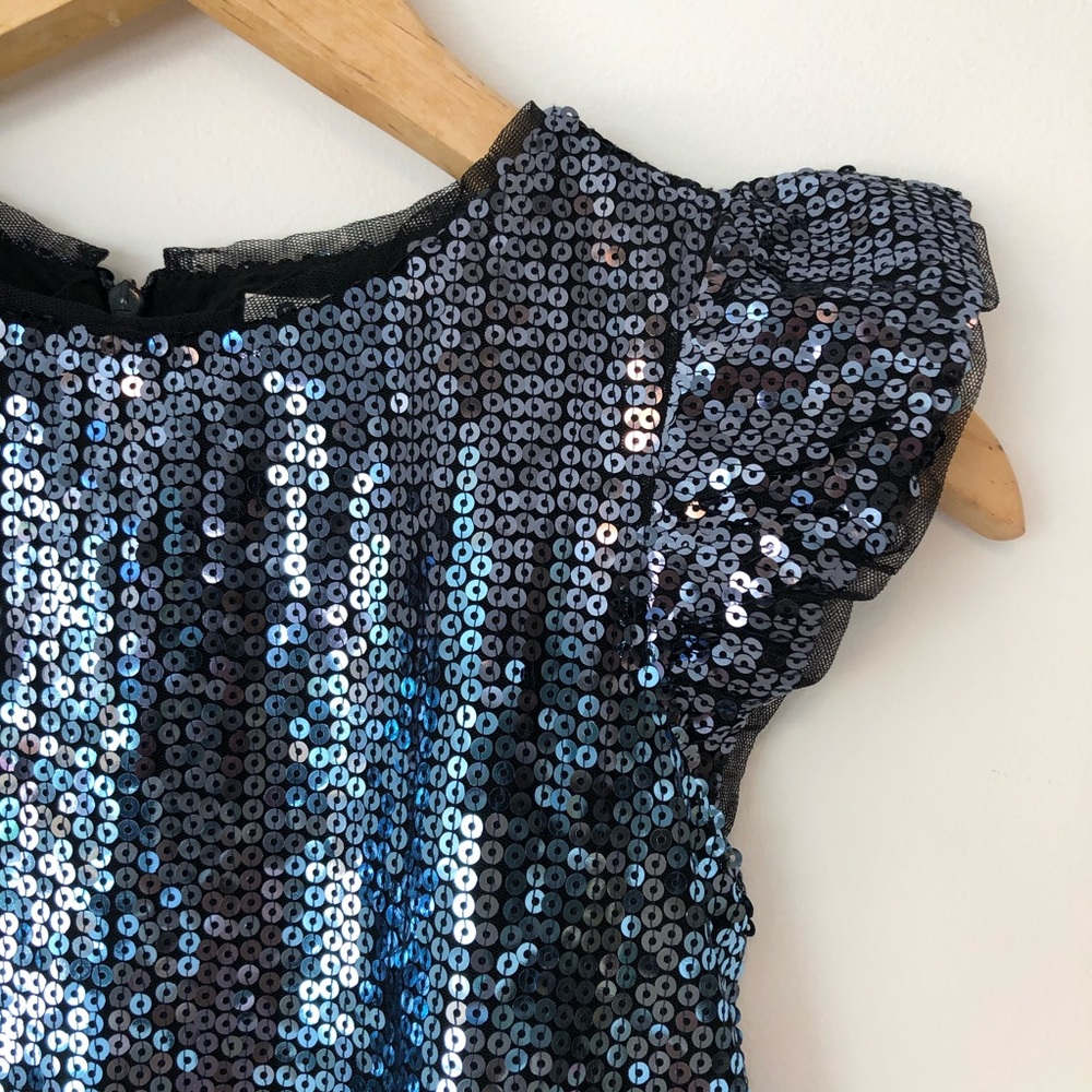 HP GAPKids Sequins Flutter Sleeve Dress Ombré Blue NWT - Picture 2 of 4